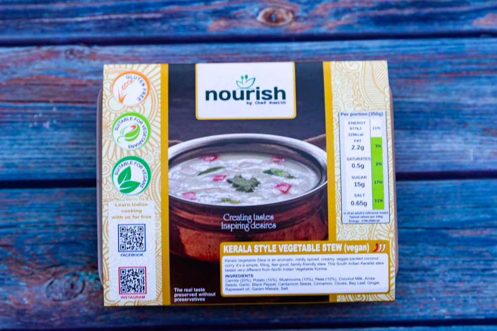 Kerala style vegetable stew, frozen in a box
